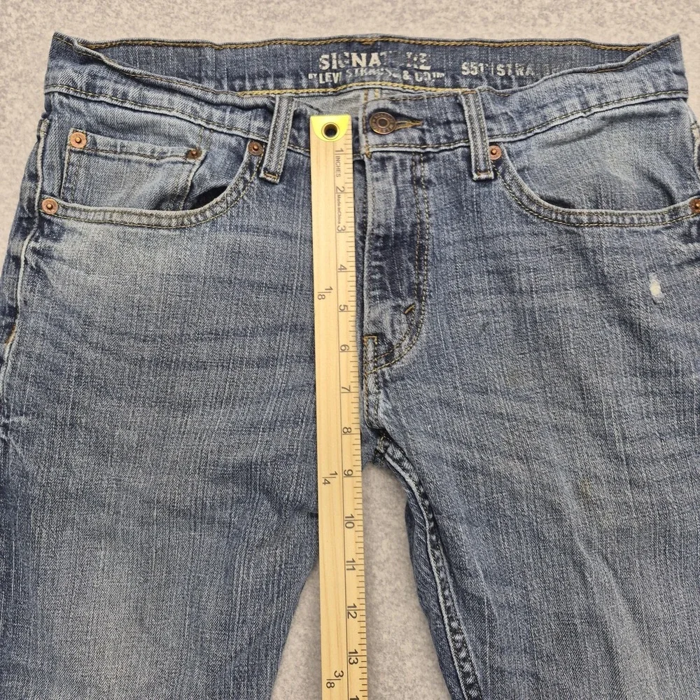 Signature Levi Jeans Mens 32x32 Blue Strauss S51 Straight Leg Denim Work Casual